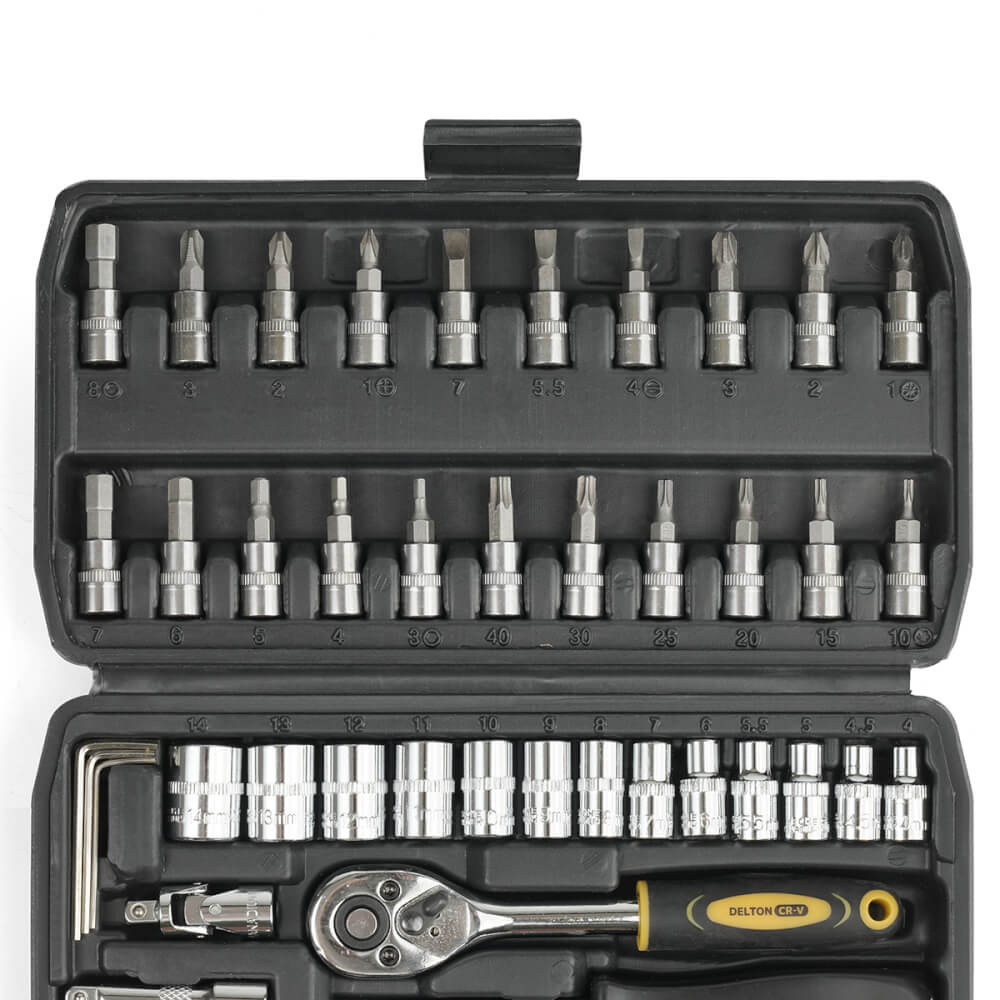 ชุดบ็อกซ์ DELTON รุ่น DKT-46PCS 1/4 นิ้ว แพ็ก 46 ชิ้น